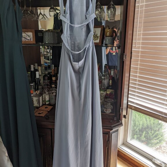 Azazie Clarice Bridesmaid dress dusty blue size 2-4 (custom) - Picture 2 of 8
